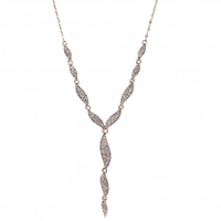 Rose Gold Plated Pave Y Drop Necklace
