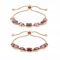 Rose Gold Plated Peach Mix Toggle Bracelet - Pack of 2