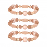 Rose Gold Plated Peach Pearl Multipack Wristwear - Pack of 3