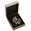 Rose Gold Plated Pink Cat Eye Floral Brooch - Gift Boxed