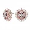 Rose Gold Plated Pink Crystal And Cream Pearl Large Stud Earrings