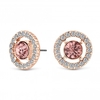 Rose Gold Plated Pink Crystal Centre Large Stud Earrings