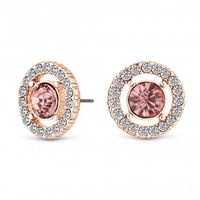 Rose Gold Plated Pink Crystal Centre Large Stud Earrings