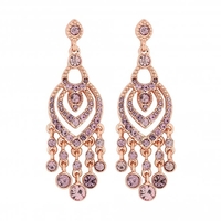 Rose Gold Plated Pink Crystal Chandelier Drop Earring