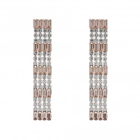 Rose Gold Plated Pink Crystal Diamante Drop Earrings