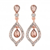 Rose Gold Plated Pink Crystal Double Teardrop Earring