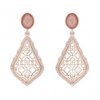 Rose Gold Plated Pink Crystal Filagree Drop Earrings