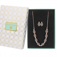 Rose Gold Plated Pink Crystal Navette Allway Set - Gift Boxed