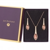 Rose Gold Plated Pink Crystal Navette Set - Gift Boxed