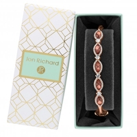 Rose Gold Plated Pink Crystal Navette Stone Bracelet - Gift Boxed
