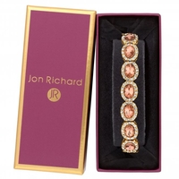 Rose Gold Plated Pink Crystal Oval Stretch Bracelet - Gift Boxed