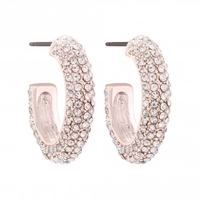 Rose Gold Plated Pink Crystal Pave Oval Hoop Earring