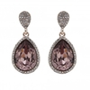 Rose Gold Plated Pink Crystal Pear Drop Earrings