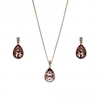Rose Gold Plated Pink Crystal Pear Shaped Set - Gift Boxed