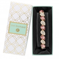 Rose Gold Plated Pink Crystal Pear Stretch Bracelet - Gift Boxed