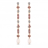Rose Gold Plated Pink Crystal Pearl Long Drop Earrings