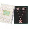 Rose Gold Plated Pink Crystal Round Pendant Set - Gift Boxed