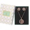 Rose Gold Plated Pink Crystal Tree Of Life Necklace - Gift Boxed