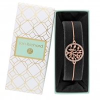 Rose Gold Plated Pink Crystal Tree Of Life Toggle Bracelet - Gift Boxed