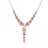 Rose Gold Plated Pink Effect Crystal Leaf Allway Necklace