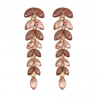 Rose Gold Plated Pink Effect Style Leaf Drop Earring
