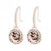 Rose Gold Plated Pink Halo Fish Hook Drop Earrings