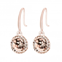 Rose Gold Plated Pink Halo Fish Hook Drop Earrings