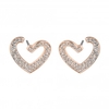 Rose Gold Plated Pink Heart Front To Back Drop Earrring