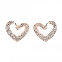 Rose Gold Plated Pink Heart Front To Back Drop Earrring