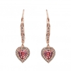 Rose Gold Plated Pink Made with Swarovski Heart Charm Earrings