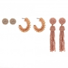 Rose Gold Plated Pink Mix Media 3Pack Earrings