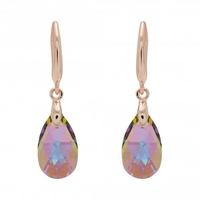 Rose gold plated pink pear earrings