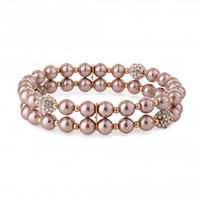 Rose Gold Plated Pink Pearl Double Row Stretch Bracelet