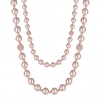 Rose Gold Plated Pink Pearl Long Rope Necklace
