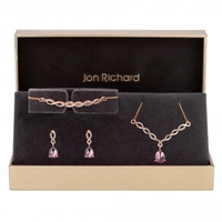 Rose Gold Plated Pink Stone Twist Jewellery Set - Gift Boxed