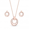 Rose Gold Plated Polished And Crystal Twist Open Set