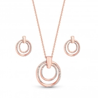 Rose Gold Plated Polished And Crystal Twist Open Set