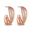 Rose Gold Plated Polished And Pave Crystal Cross Over Hoop Earring
