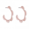 Rose Gold Plated Polished And Pave Daisy Hoop Earring