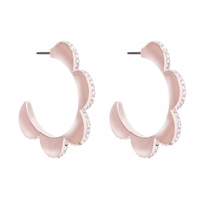 Rose Gold Plated Polished And Pave Daisy Hoop Earring