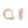Rose Gold Plated Polished Twisted Medium Hoop Clip On Earring