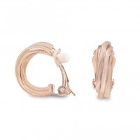 Rose Gold Plated Polished Twisted Medium Hoop Clip On Earring