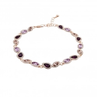 Rose Gold Plated Purple Amythyst Mixed Crystal Bracelet
