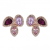 Rose Gold Plated Purple Amythyst Mixed Crystal Earrings