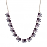Rose Gold Plated Purple Crystal Tonal Cluster Necklace