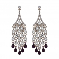 Rose Gold Plated Purple Droplet Chandelier Earrings