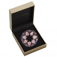 Rose Gold Plated Purple Heart Wreath Brooch - Gift Boxed
