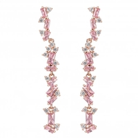 Rose Gold Plated Scattered Pink Stone Drop Earring