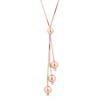 Rose gold plated sterling silver ball lariat necklace