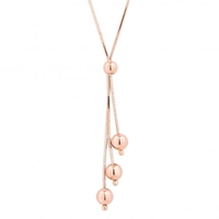 Rose gold plated sterling silver ball lariat necklace